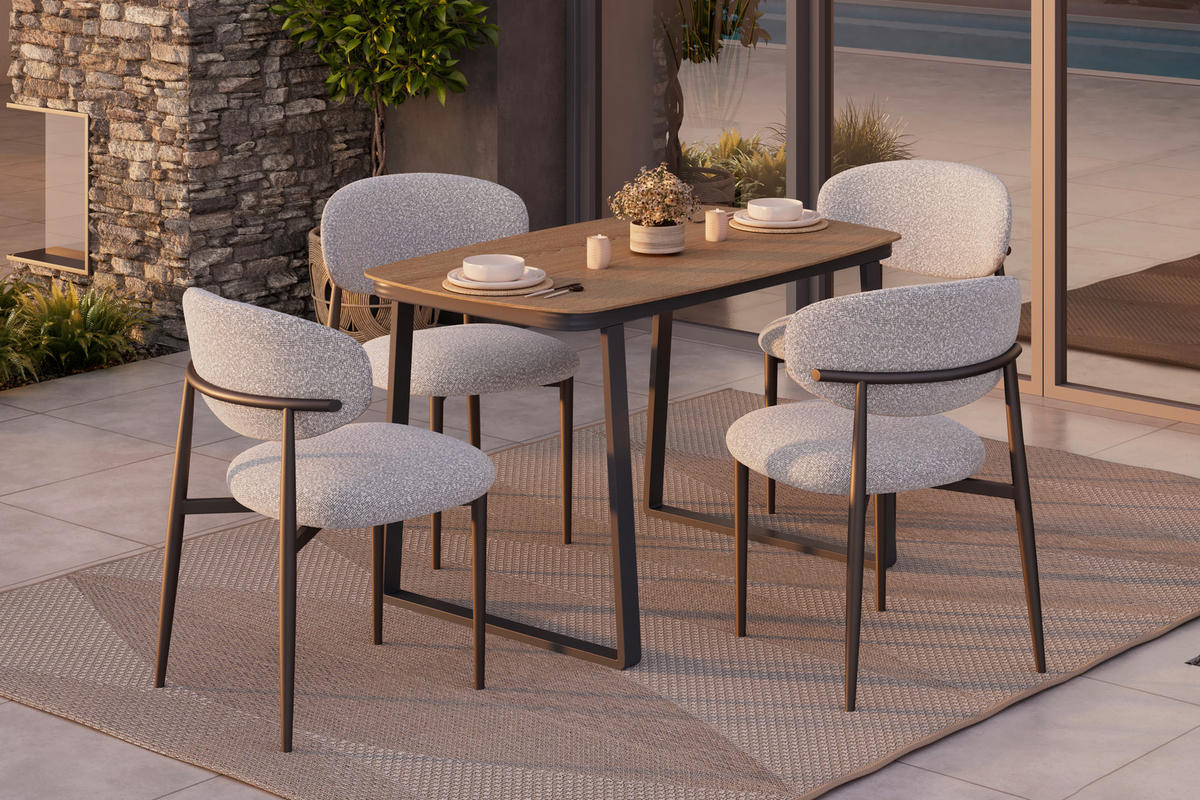 ZAHRADNÍ STŮL, kov, plast, 120/74/70 cm - přírodní barvy/antracitová, Moderní, kov/plast (120/74/70cm) - Ambia Garden