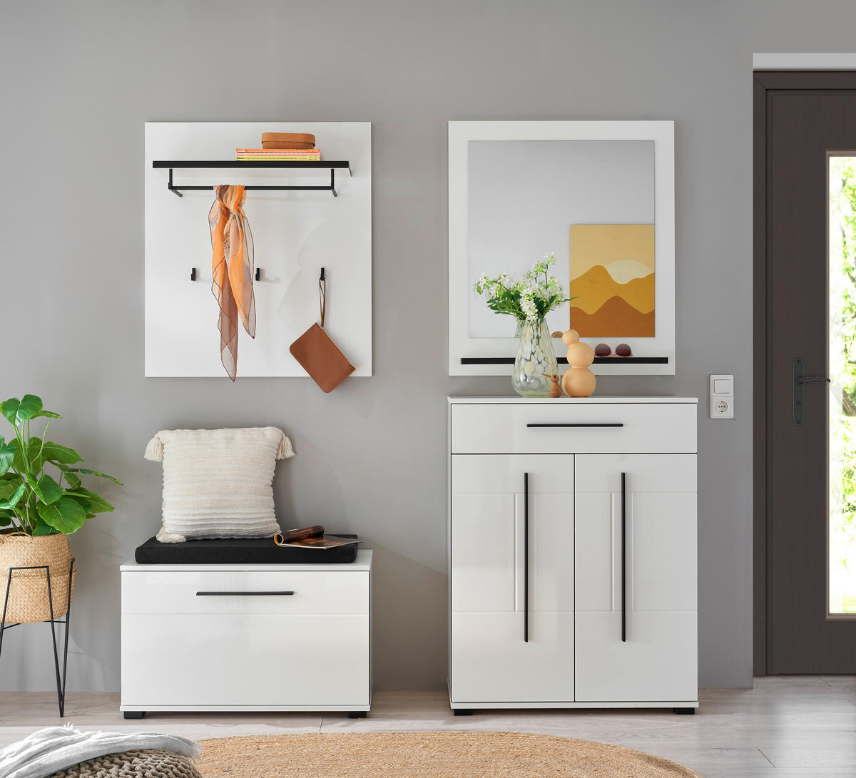 SCHUHSCHRANK  in 80/103/39 cm  - Weiß Hochglanz/Schwarz, MODERN, Holzwerkstoff/Kunststoff (80/103/39cm) - MID.YOU