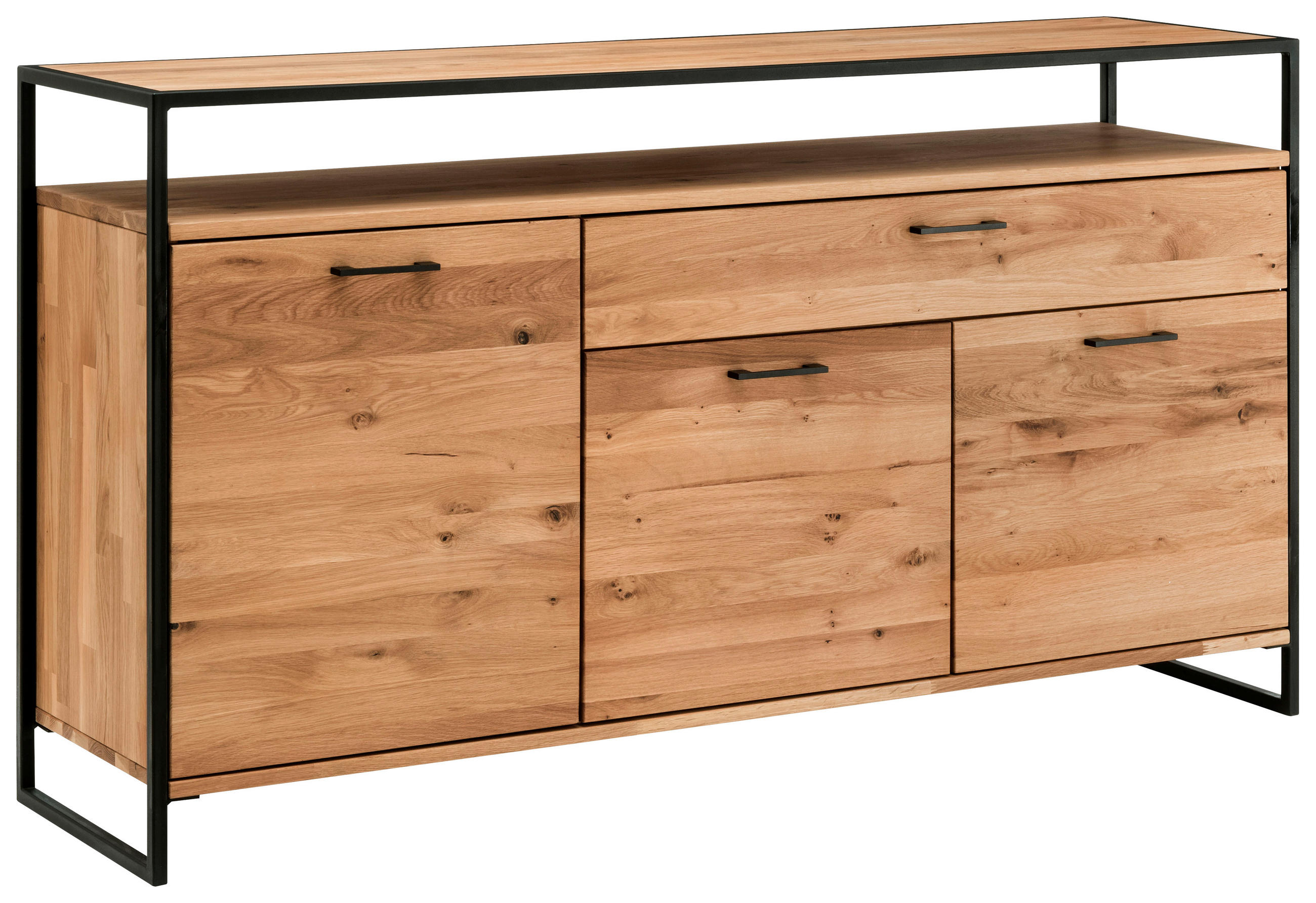 SIDEBOARD Frame 135/92/44 cm 1 Schublade(n)  - Eichefarben/Schwarz, Design, Holz/Metall (135/92/44cm) - Linea Natura