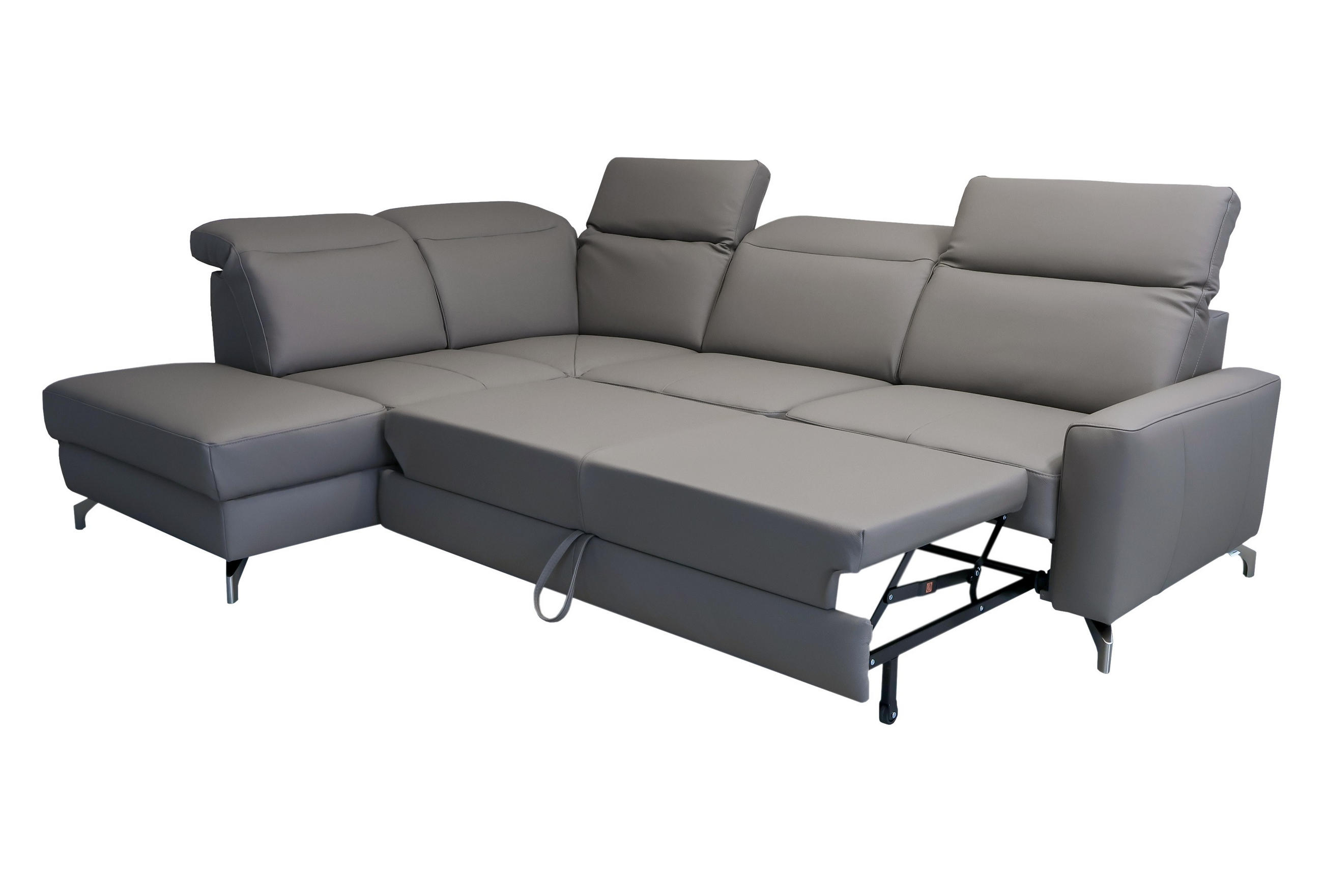 SAROKGARNITÚRA bőr taupe  - taupe, Basics, bőr/fém (217/86/284cm) - Andante