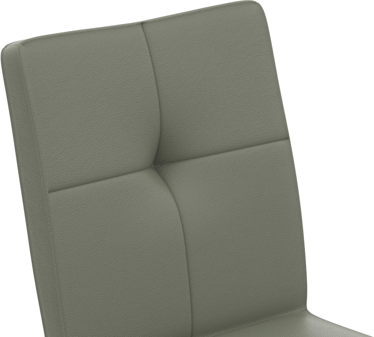 STUHL Echtleder Graugrün  - Graugrün, Design, Leder/Metall (45/96/58cm) - Moderano