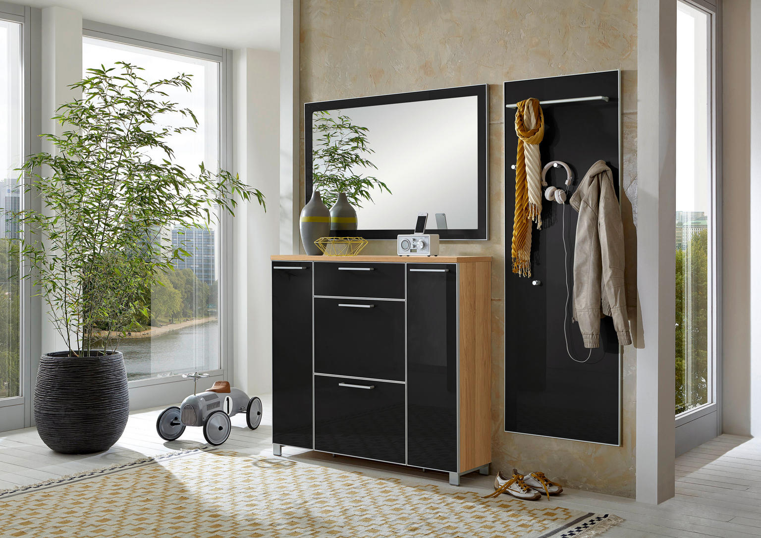 GARDEROBE 190/195/31 cm Anthrazit, Eichefarben  - Einrichtungsbeispiel