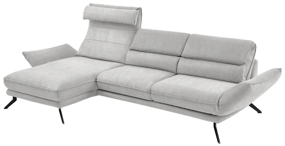 ECKSOFA in Velours Creme  - Creme/Schwarz, Design, Textil/Metall (153/283cm) - Valdera
