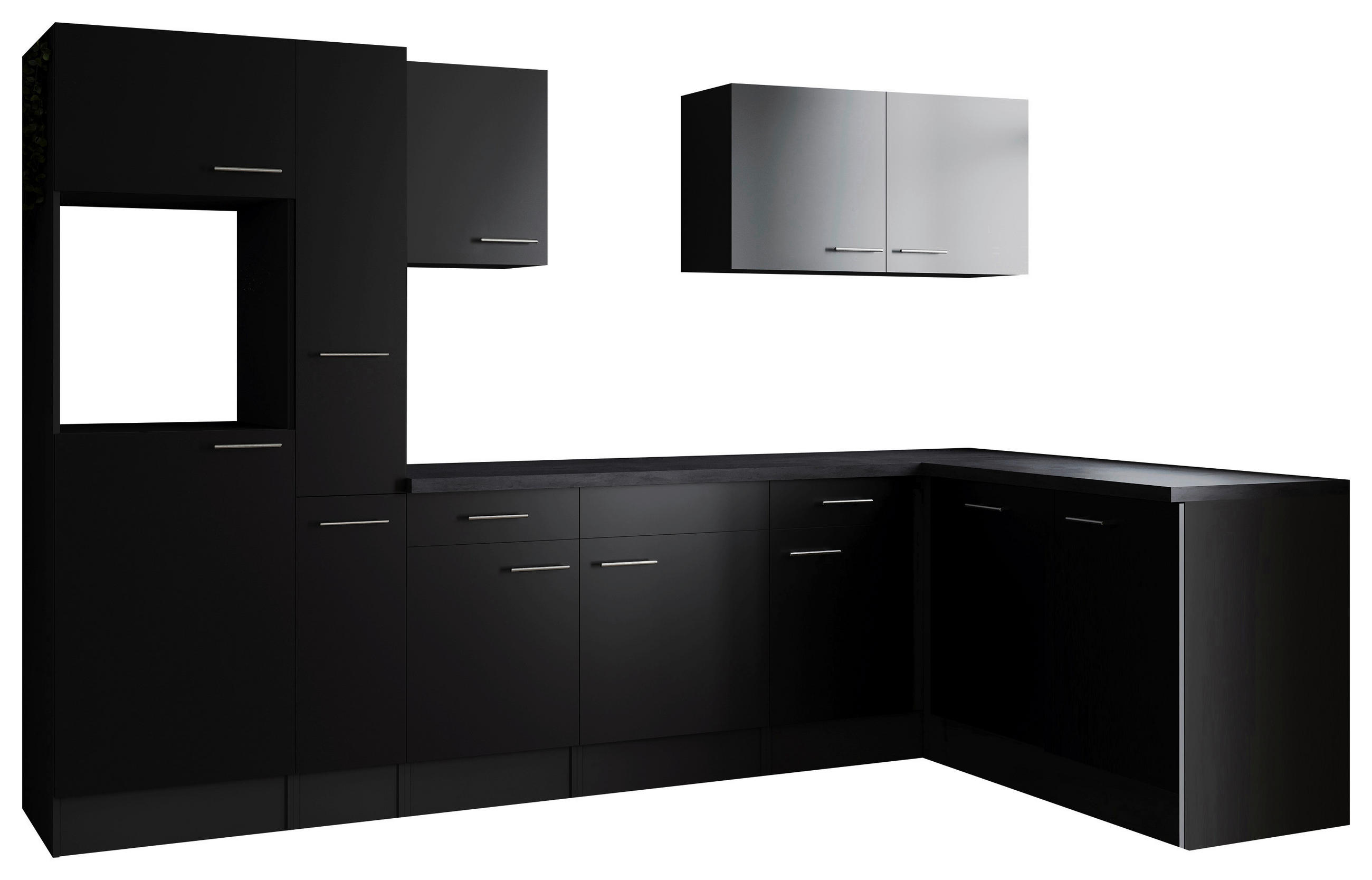 ECKKÜCHE 310/172 cm  in Grau, Schwarz  - Silberfarben/Schwarz, Design, Holzwerkstoff/Metall (310/172cm) - Respekta