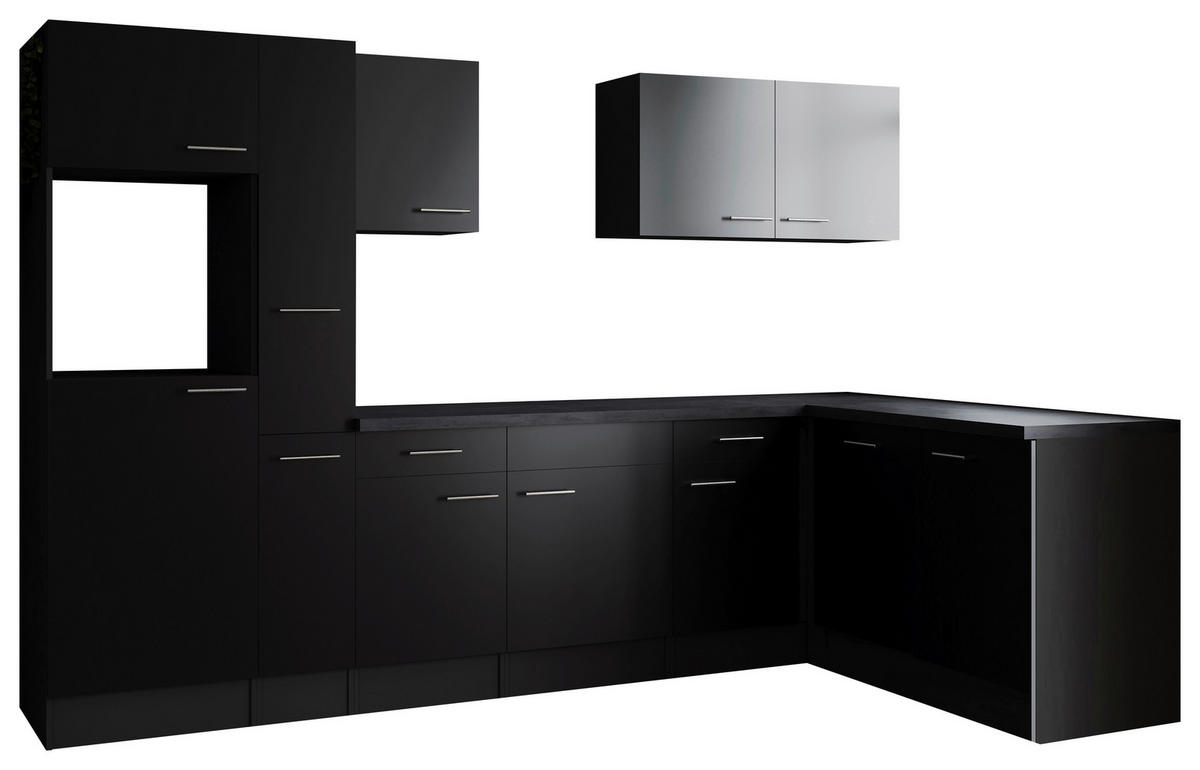ECKKÜCHE 310/172 cm  in Grau, Schwarz  - Silberfarben/Schwarz, Design, Holzwerkstoff/Metall (310/172cm) - Respekta