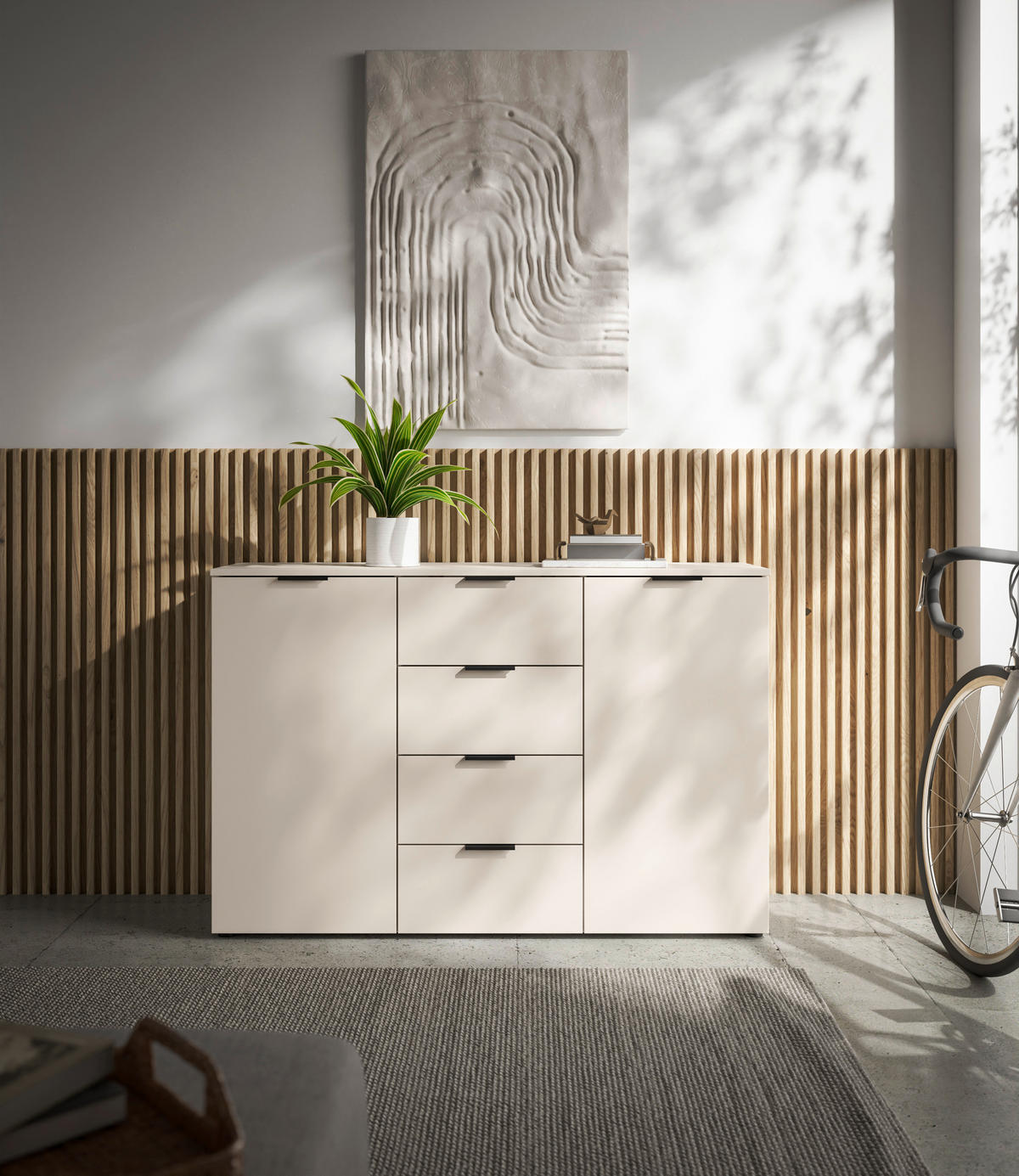 KOMODA S VRATIMA - kašmir/crna, Osnovno, pločasti materijal/plastika (135/90/40cm) - Xora