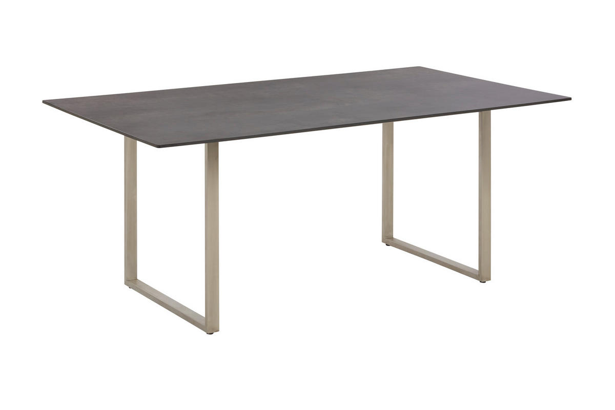 GARTENTISCH 158/90/68 cm Metall, Kunststoff rechteckig  - Edelstahlfarben/Dunkelgrau, MODERN, Kunststoff/Metall (158/90/68cm) - Amatio