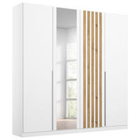 OMARA S KLASIČNIMI VRATI, bela, hrast artisan  - bela/barve aluminija, Moderno, kovina/leseni material (181/210/54cm) - Modern Living