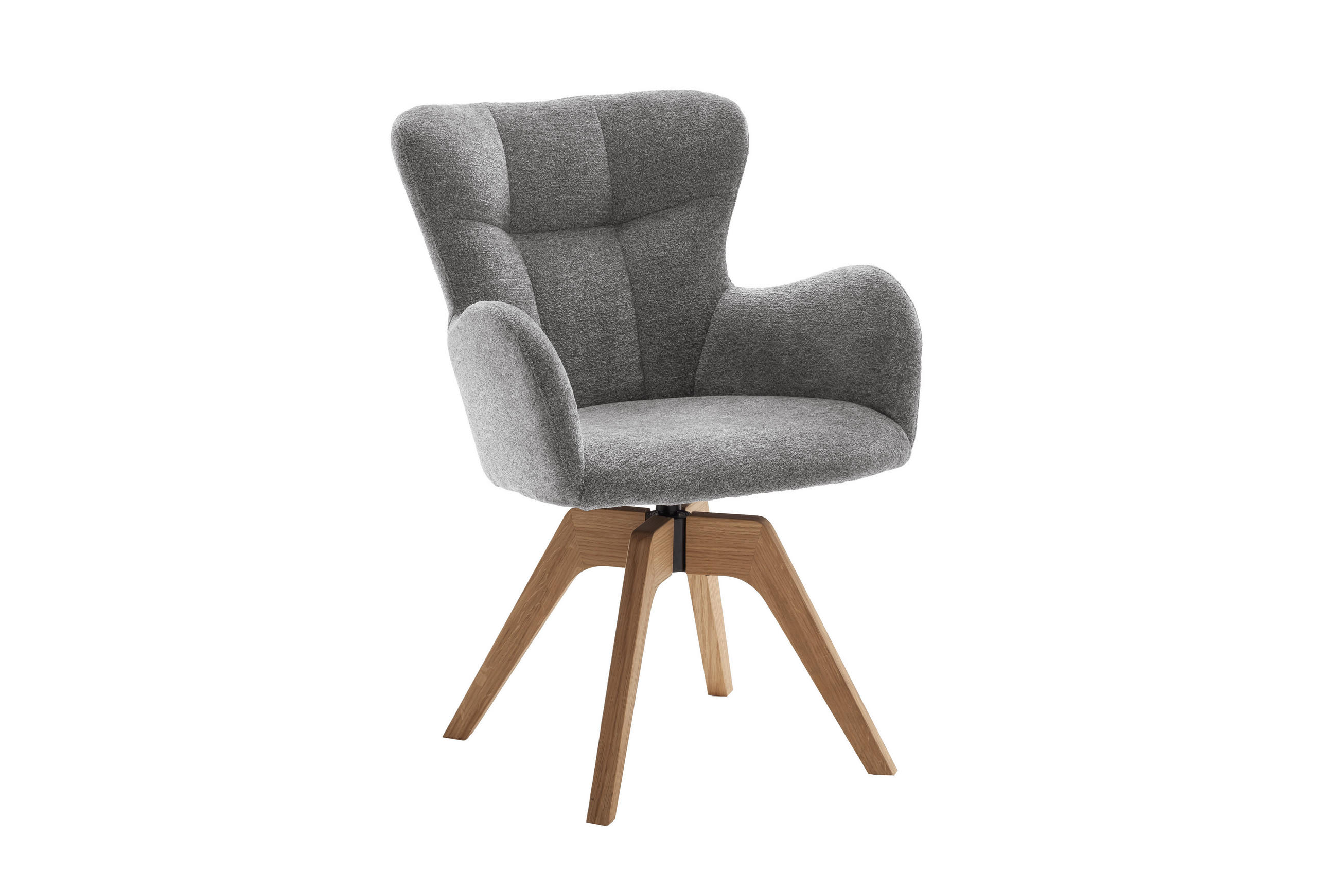 ARMLEHNSTUHL  Sitzfläche 360° drehbar Bouclé  Grau  - Wildeiche/Grau, MODERN, Holz/Textil (66/89/63cm) - MID.YOU