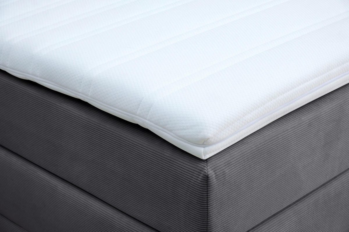BOXSPRINGBETT 180/200 cm  in Dunkelgrau  - Dunkelgrau/Schwarz, KONVENTIONELL, Textil/Metall (180/200cm) - Carryhome