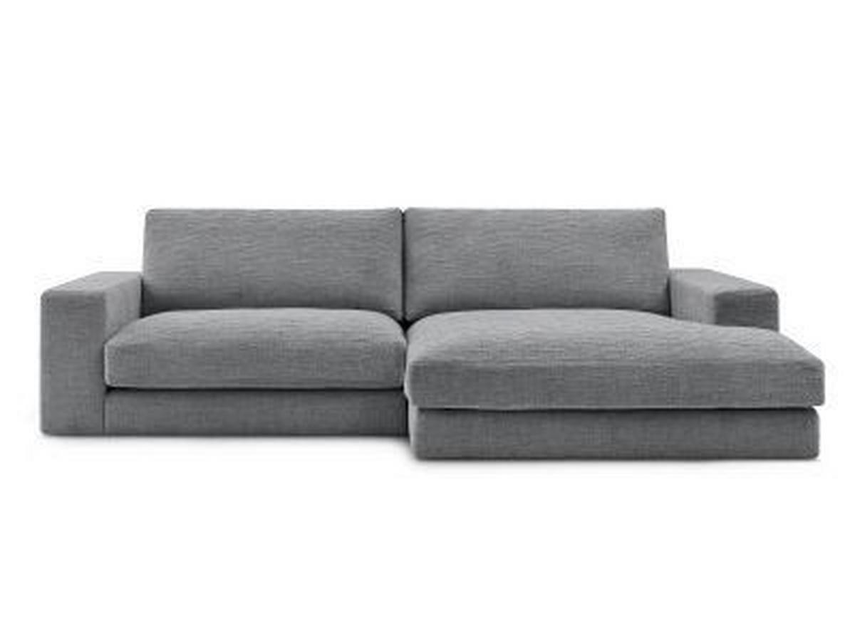 ECKSOFA Ottomane rechts  LEONARD  Dunkelgrau Struktur  - Dunkelgrau/Schwarz, MODERN, Kunststoff/Textil (274/159cm)