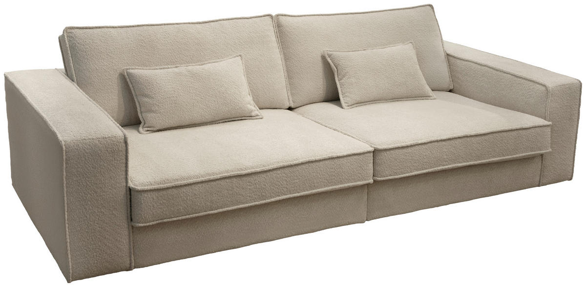 POHOVKA BIG SOFA, plast, textil, kompozitní dřevo, béžová - černá/béžová, Konvenční, kompozitní dřevo/textil (273/74/110cm) - Livetastic