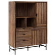 HIGHBOARD Sheesham massiv Braun, Honig  - Schwarz/Braun, Design, Holz/Metall (94/129,4/38cm) - Carryhome