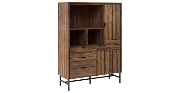 HIGHBOARD Sheesham massiv Braun, Honig  - Schwarz/Braun, Design, Holz/Metall (94/129,4/38cm) - Carryhome