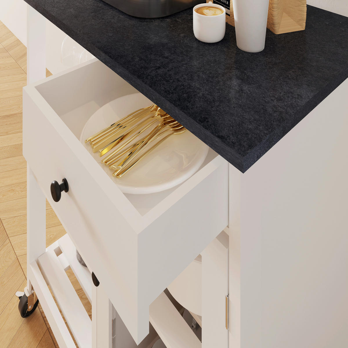 KÜCHENINSEL   in Schwarz, Weiß  - Schwarz/Weiß, Basics, Holzwerkstoff/Kunststoff (76/87/48cm) - MID.YOU