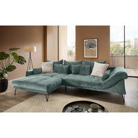 ECKSOFA GARDA Türkis Chenille Zierkissen, Rückenkissen, Nierenkissen, Rücken echt  - Türkis/Schwarz, KONVENTIONELL, Textil/Metall (192/310cm) - Livetastic
