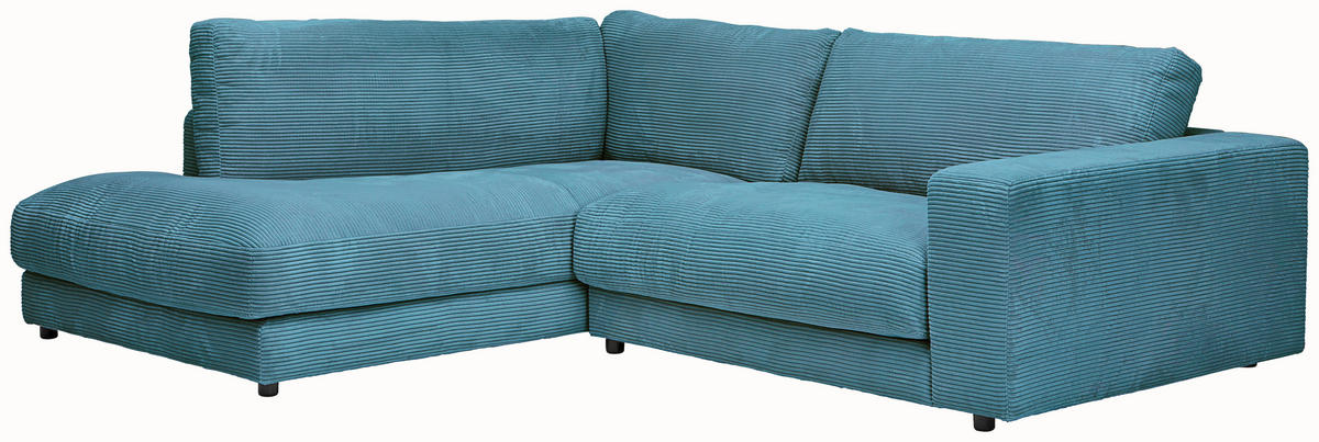 ECKSOFA in Cord Petrol  - Petrol/Schwarz, Design, Kunststoff/Textil (224/265cm) - Hom`in