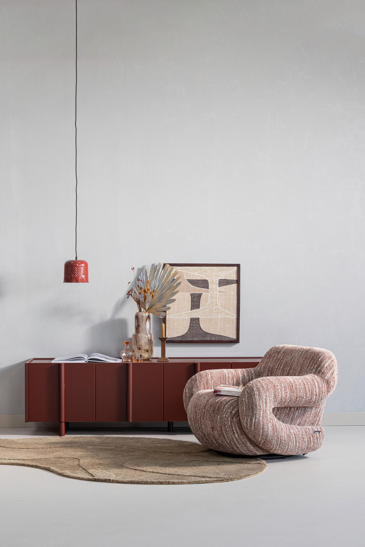 SESSEL in Chenille Altrosa  - Schwarz/Altrosa, Design, Kunststoff/Textil (88/70/88cm) - Livetastic