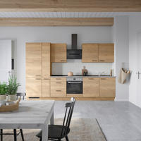 KÜCHENBLOCK Structura 330 cm  in Eichefarben, Schieferfarben  - Schieferfarben/Eichefarben, MODERN, Holzwerkstoff/Metall (330cm) - Nobilia