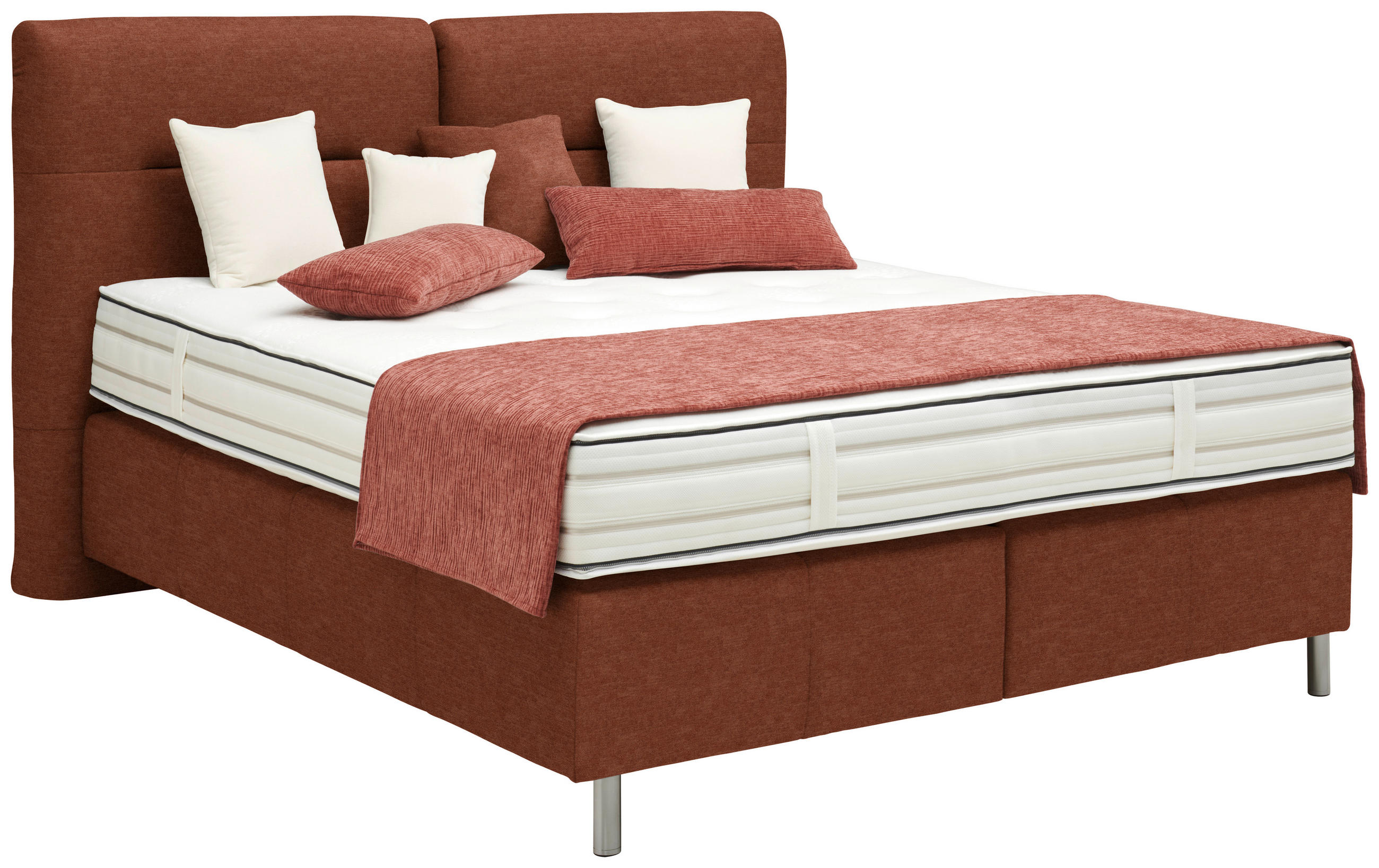 BOXSPRINGBETT 140/200 cm  in Rostfarben  - Rostfarben/Alufarben, KONVENTIONELL, Textil/Metall (140/200cm) - Dieter Knoll