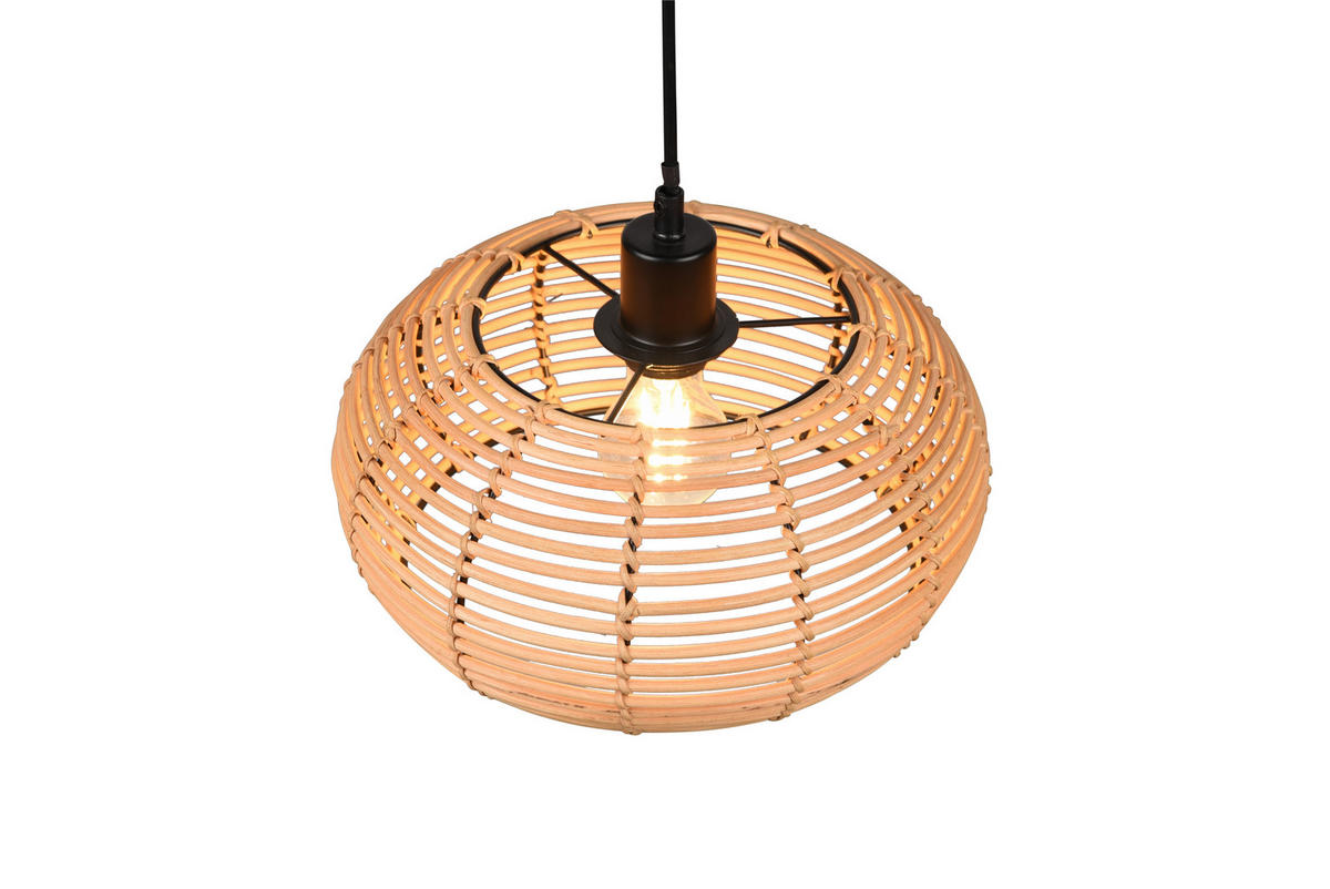 HÄNGELEUCHTE 29/150 cm    - Schwarz/Braun, Natur, Holz/Metall (29/150cm) - Trio Leuchten