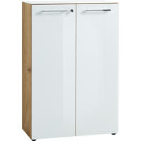 AKTENSCHRANK 80/120/37 cm  - Weiss/Eichefarben, Modern, Glas/Holzwerkstoff (80/120/37cm) - Germania