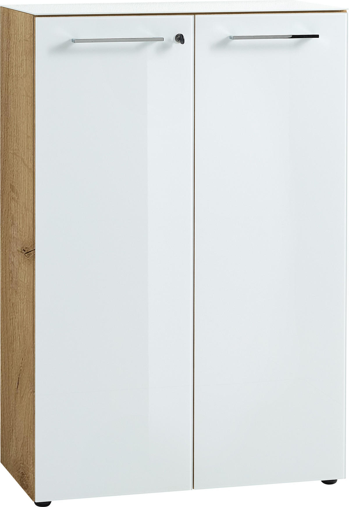AKTENSCHRANK 80/120/37 cm  - Weiss/Eichefarben, Modern, Glas/Holzwerkstoff (80/120/37cm) - Germania
