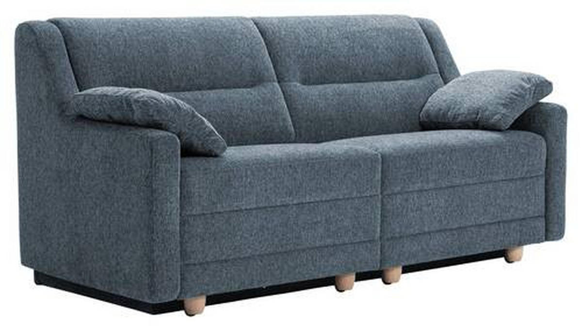 SCHLAFSOFA Chenille Blau  - Blau/Buchefarben, KONVENTIONELL, Holz/Textil (184/88/91cm) - Sedda