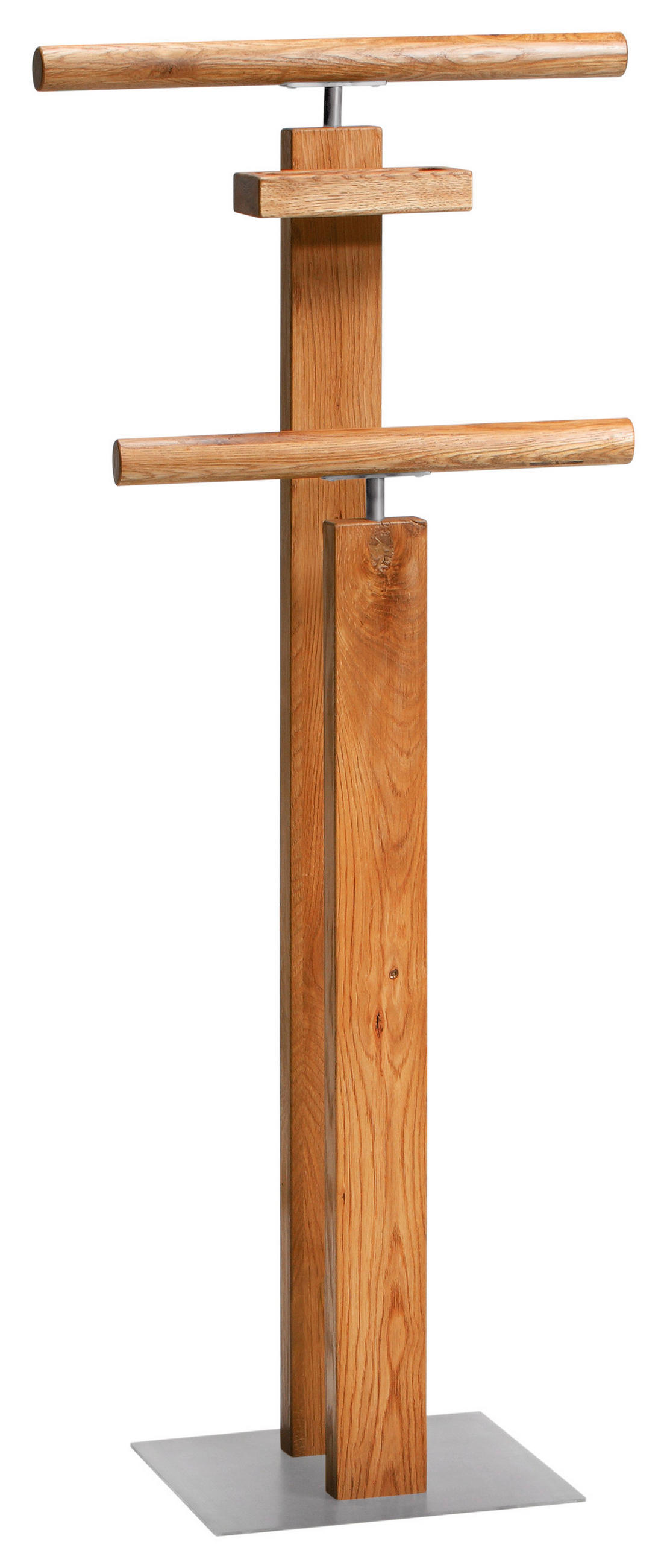 HERRENDIENER - Wildeiche/Alufarben, KONVENTIONELL, Holz/Metall (45/107/28cm) - Hasena