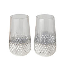 SADA SKLENIC 2 ks - barvy stříbra/průhledné, Basics, sklo (8,5/8,5/15cm)