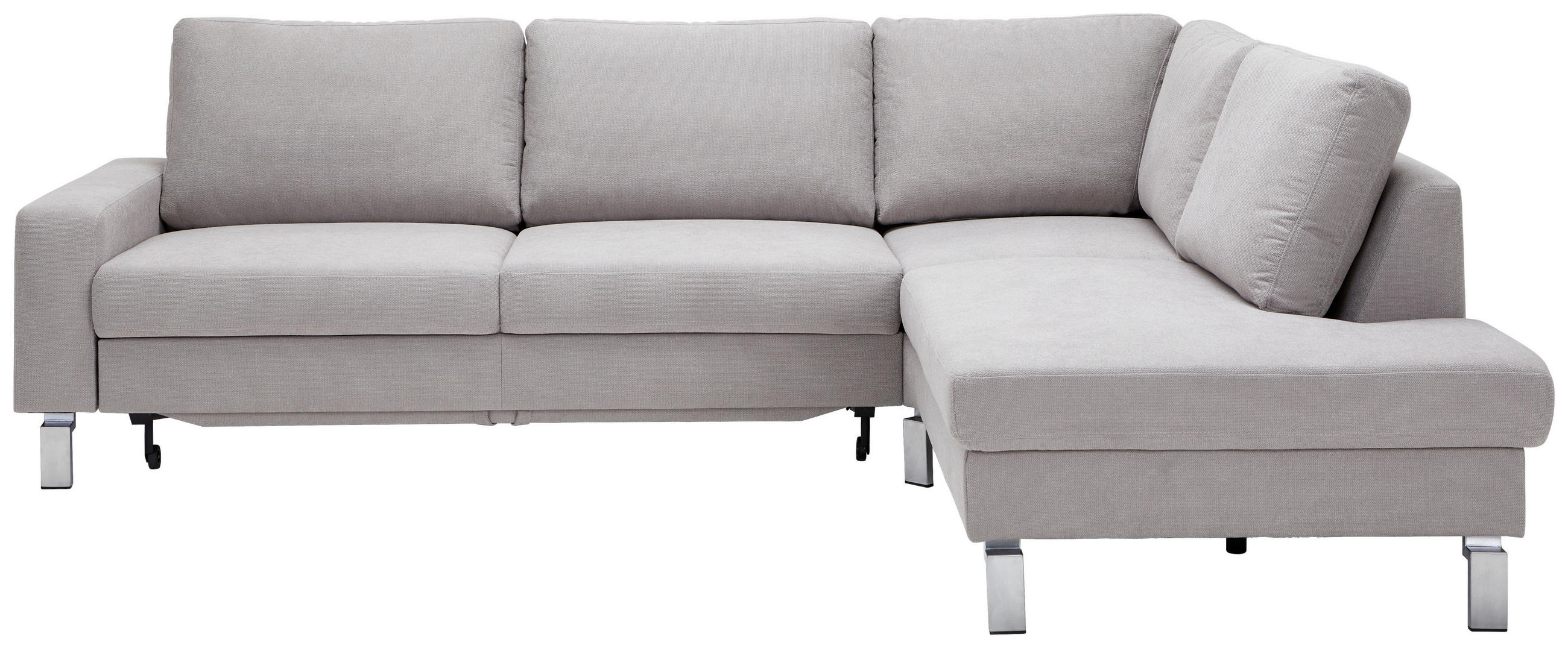 ECKSOFA in Flachgewebe Hellgrau  276/200 cm  - Chromfarben/Hellgrau, Design, Textil/Metall (276/200cm) - Hom`in