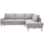 ECKSOFA in Flachgewebe Hellgrau  276/200 cm  - Chromfarben/Hellgrau, Design, Textil/Metall (276/200cm) - Hom`in