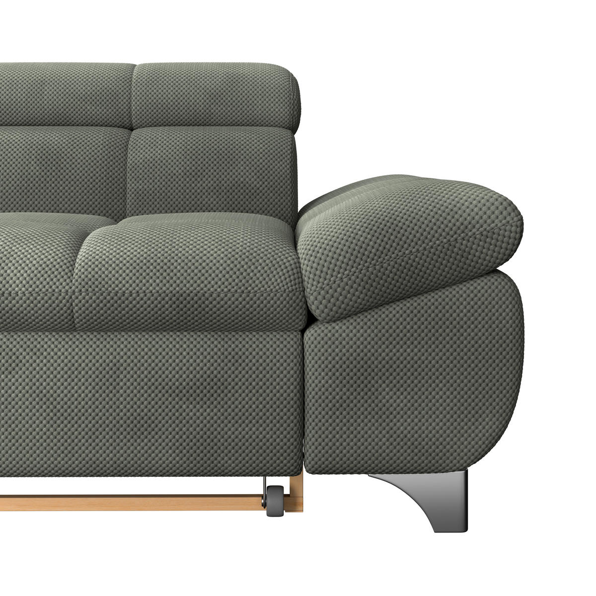 ECKSOFA Grün Chenille  - Chromfarben/Grün, KONVENTIONELL, Textil/Metall (234/312cm) - Livetastic