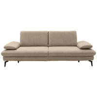 3-SITZER-SOFA in Echtleder Beige  - Beige/Schwarz, Design, Leder/Metall (238/86/94cm) - Dieter Knoll