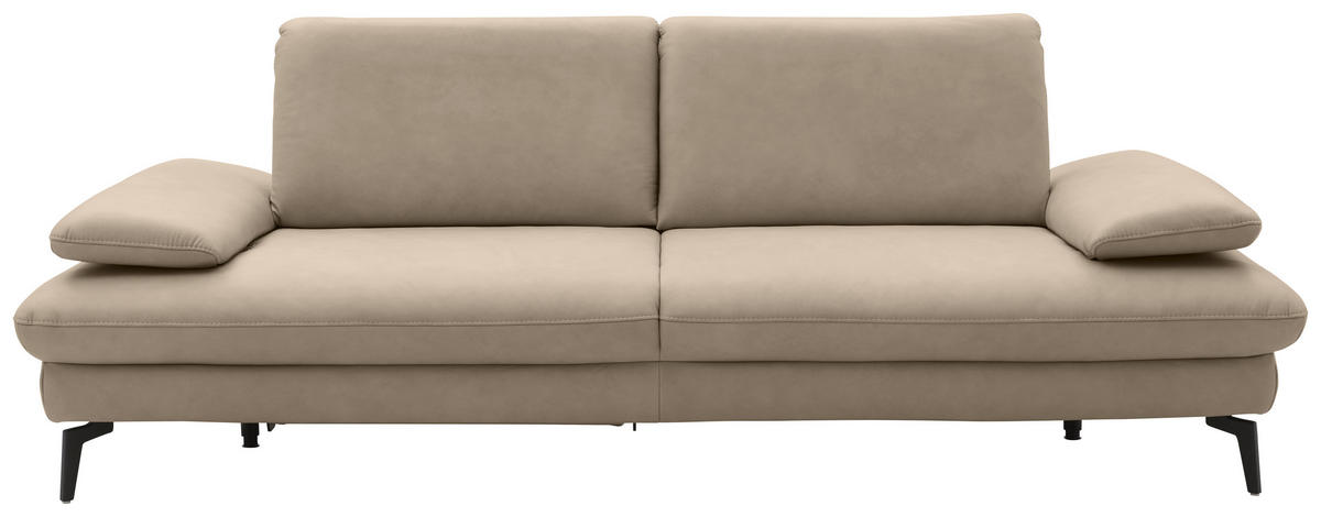 3-SITZER-SOFA in Echtleder Beige  - Beige/Schwarz, Design, Leder/Metall (238/86/94cm) - Dieter Knoll