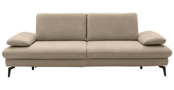 3-SITZER-SOFA Echtleder Beige  - Beige/Schwarz, Design, Leder/Metall (238/86/94cm) - Dieter Knoll