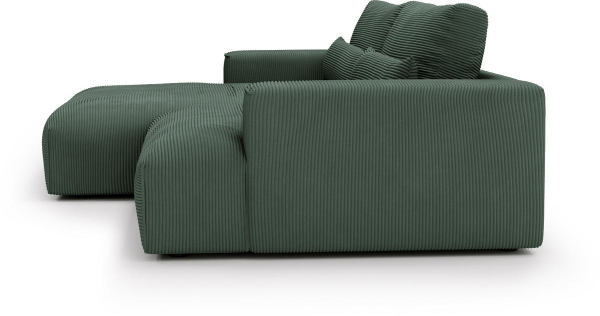 ECKSOFA Felicia Dunkelgrün Cord  - Dunkelgrün/Schwarz, Design, Kunststoff/Textil (187/267cm) - Stylife