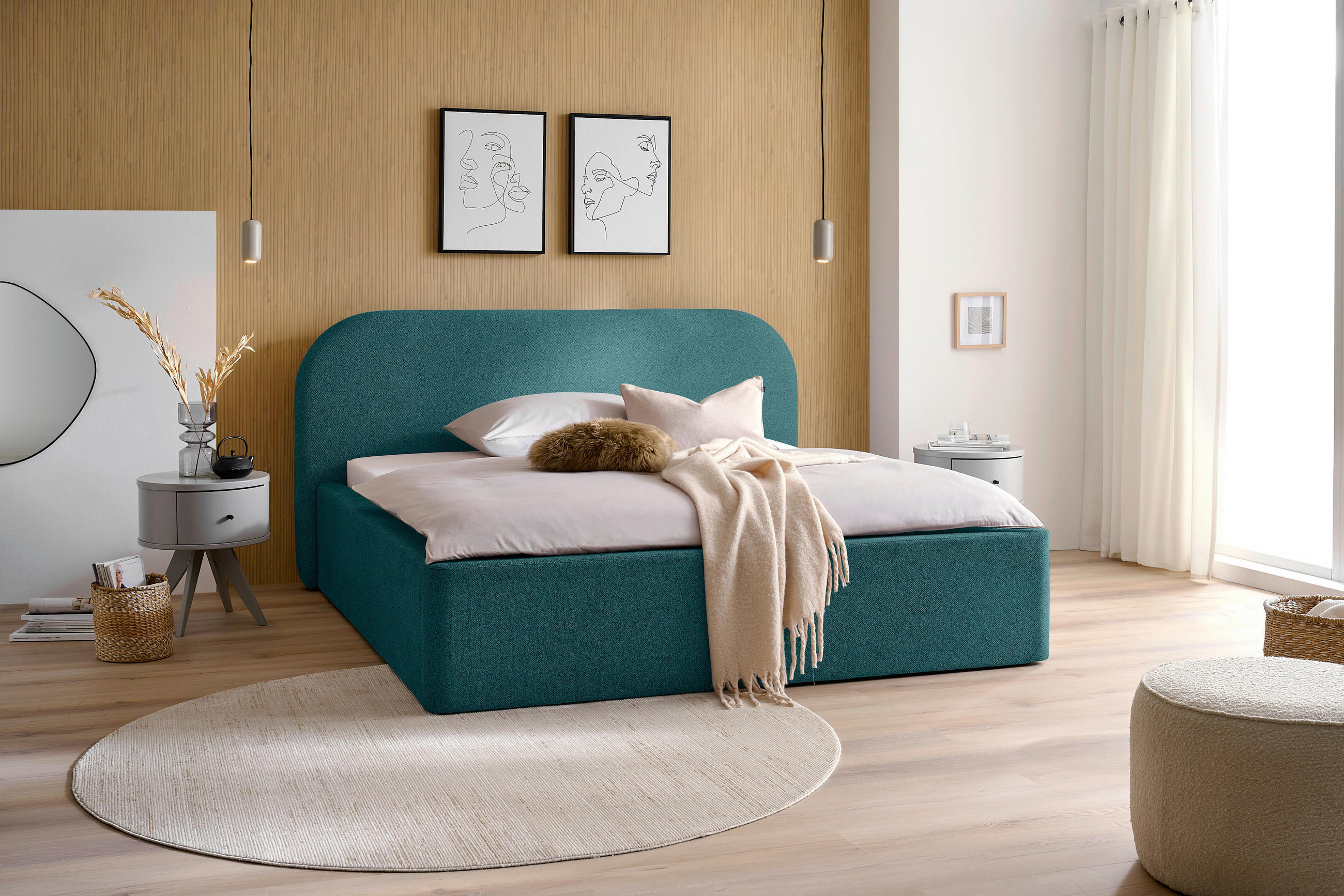 POLSTERBETT 160/200 cm  in Petrol  - Petrol/Schwarz, Design, Holz/Textil (160/200cm) - Boxxx
