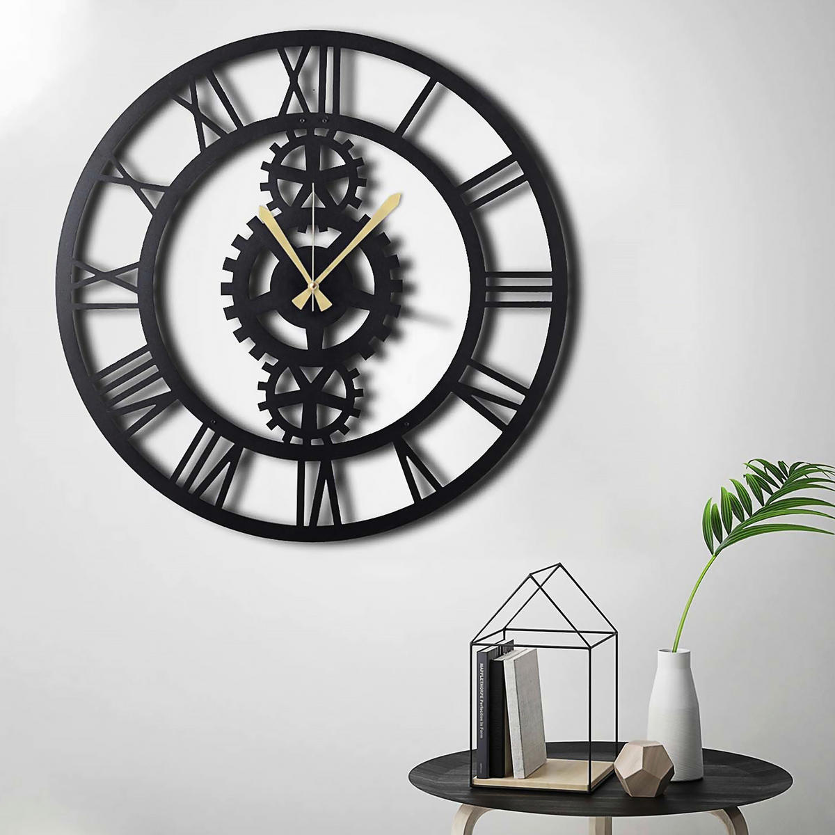 WANDUHR Schwarz 70/70/3 cm  - Schwarz, LIFESTYLE, Metall (70/70/3cm)