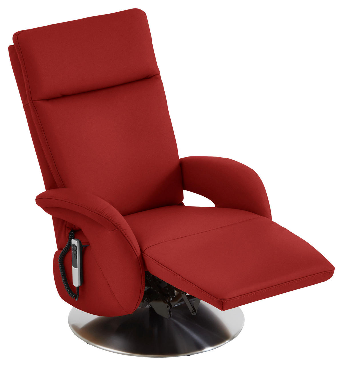 RELAXSESSEL in Leder Rot  - Edelstahlfarben/Rot, Design, Leder/Metall (70/108/80cm) - Cantus