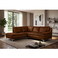 ECKSOFA Cognac Echtleder  - Chromfarben/Cognac, Design, Leder/Metall (224/252cm) - Novel