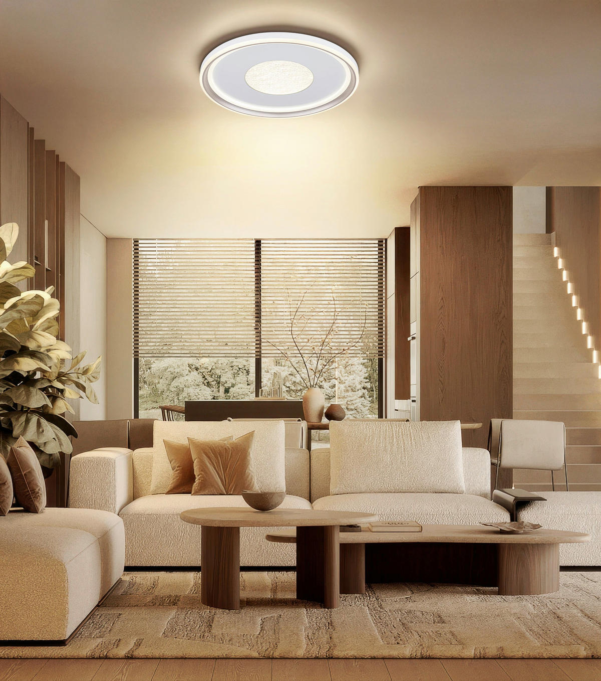 LED-DECKENLEUCHTE 59/6,5 cm   - Champagner/Opal, Design, Kunststoff/Metall (59/6,5cm) - Globo