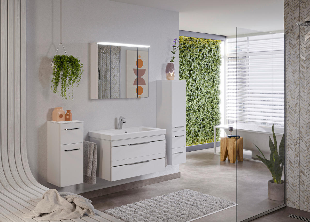 BADEZIMMER 5-teilig  in 152 cm  - Chromfarben/Weiß Hochglanz, KONVENTIONELL, Glas/Holzwerkstoff (152cm) - Pelipal