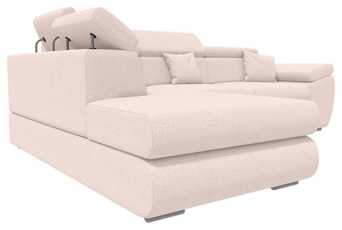 ECKSOFA Creme Struktur  - Chromfarben/Creme, KONVENTIONELL, Kunststoff/Textil (205/282cm) - Carryhome
