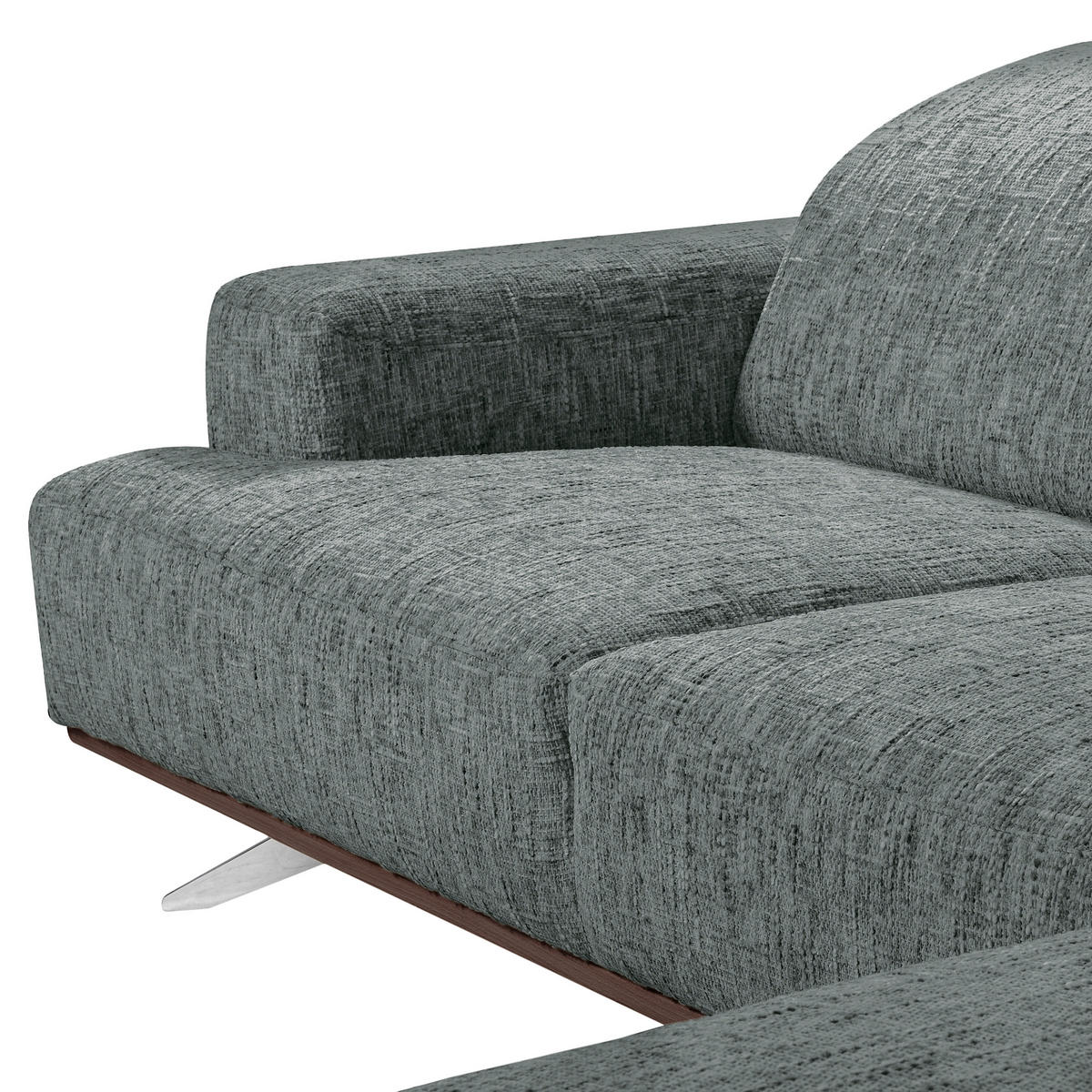 ECKSOFA PORTLAND Anthrazit Struktur Kopfteilverstellung  - Chromfarben/Dunkelbraun, Design, Holz/Textil (295/187cm) - Livetastic