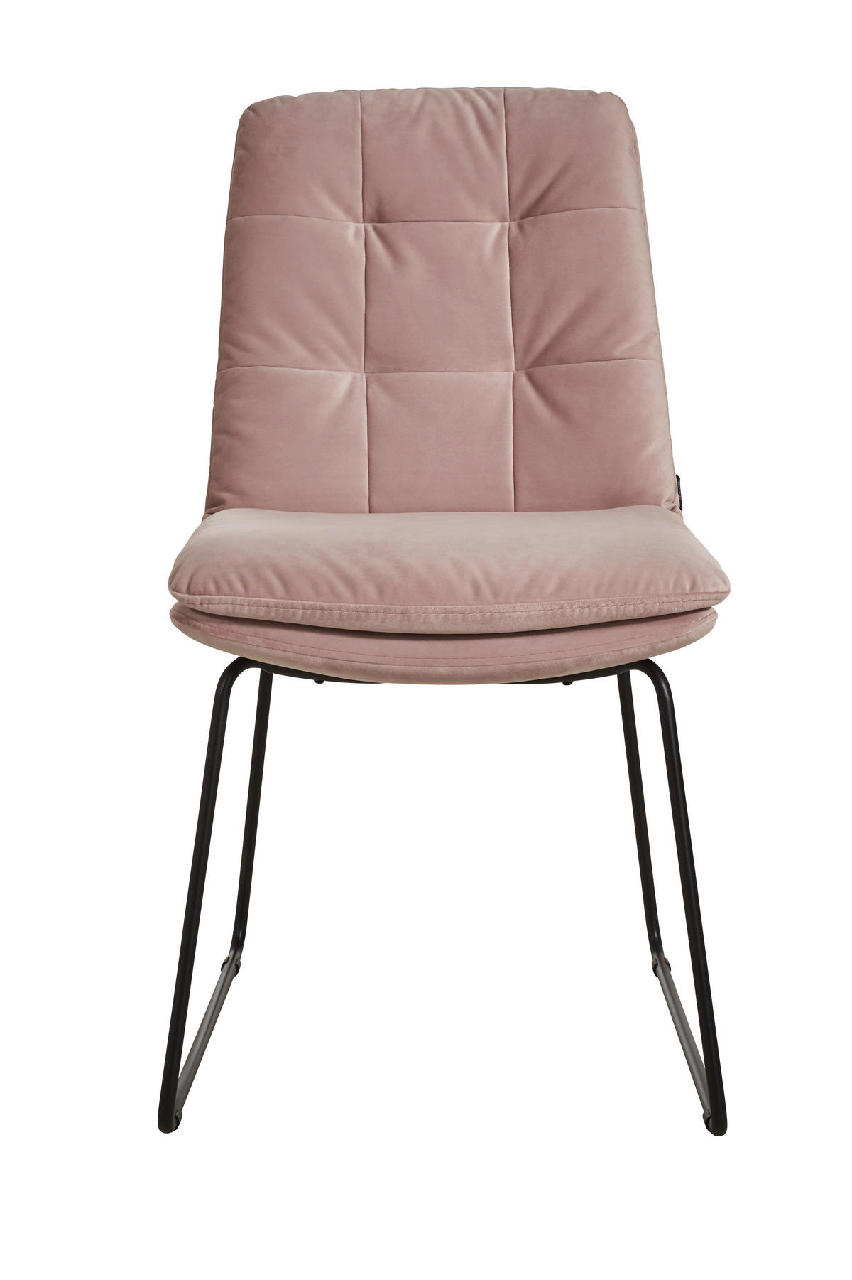STUHL  in Velours  - Schwarz/Altrosa, Design, Textil/Metall (48/90/69cm) - Johann Jakob
