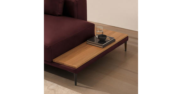 ECKSOFA  in Echtleder Bordeaux  201/304 cm  - Bordeaux/Schwarz, Design, Leder/Metall (201/304cm) - Belluti