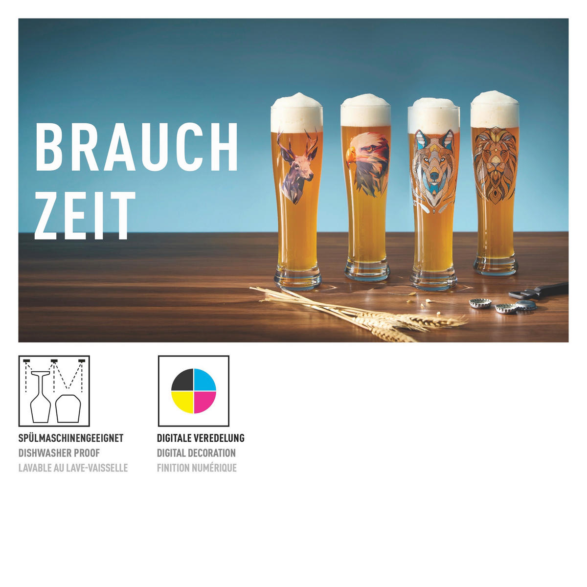 GLÄSERSET Brauchzeit Weizen  2-teilig  - Blau/Transparent, Basics, Glas (16,2/8,1/26,6cm) - Ritzenhoff