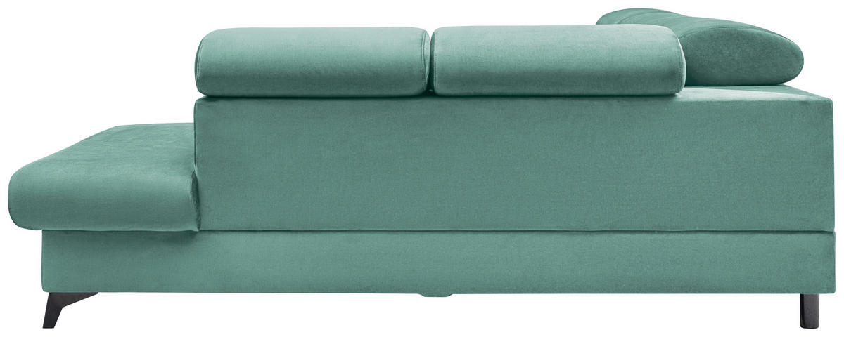ECKSOFA Mintgrün Velours  - Schwarz/Mintgrün, MODERN, Textil/Metall (272/212cm) - MID.YOU