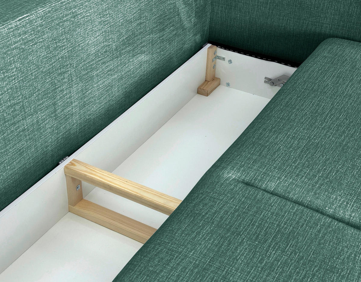 SCHLAFSOFA  mit Liegefunktion Flachgewebe Mintgrün  - Schwarz/Mintgrün, Design, Holz/Kunststoff (216/96/102cm) - MID.YOU
